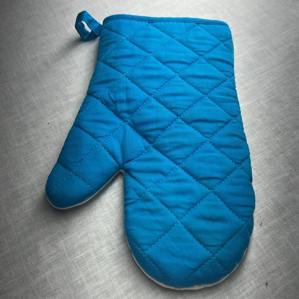 🌞 Mainstays oven mitt turquoise & green cactus over white Southwestern OS